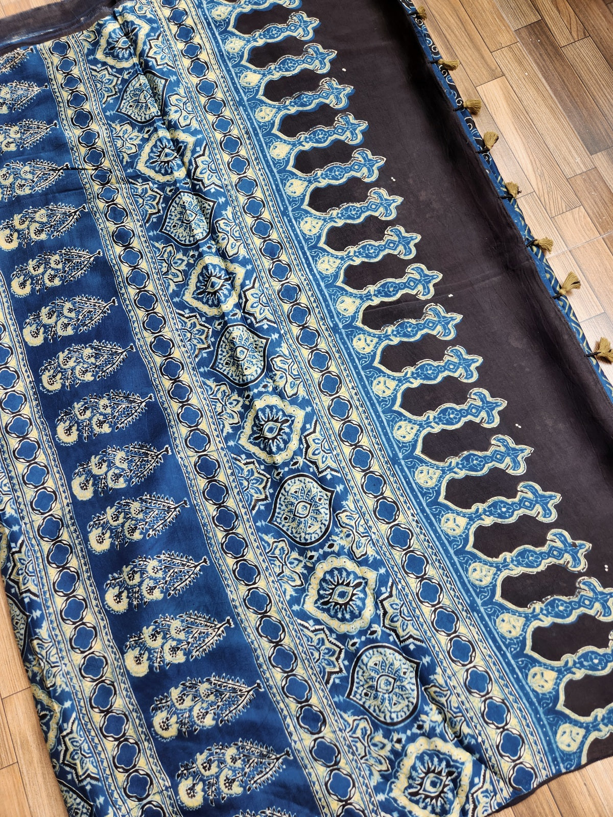 ajrakhsaree sarees ajrakh modal silk officewear blue saree