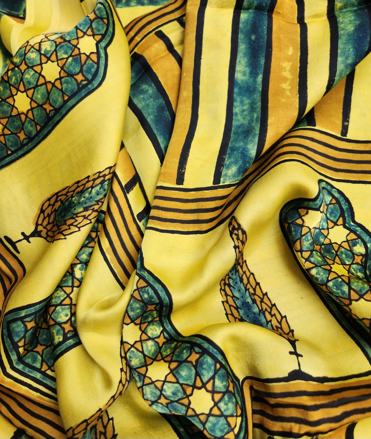 ajrakhsaree sarees ajrakh modal silk officewear yellow saree Haldi look haldi outfit