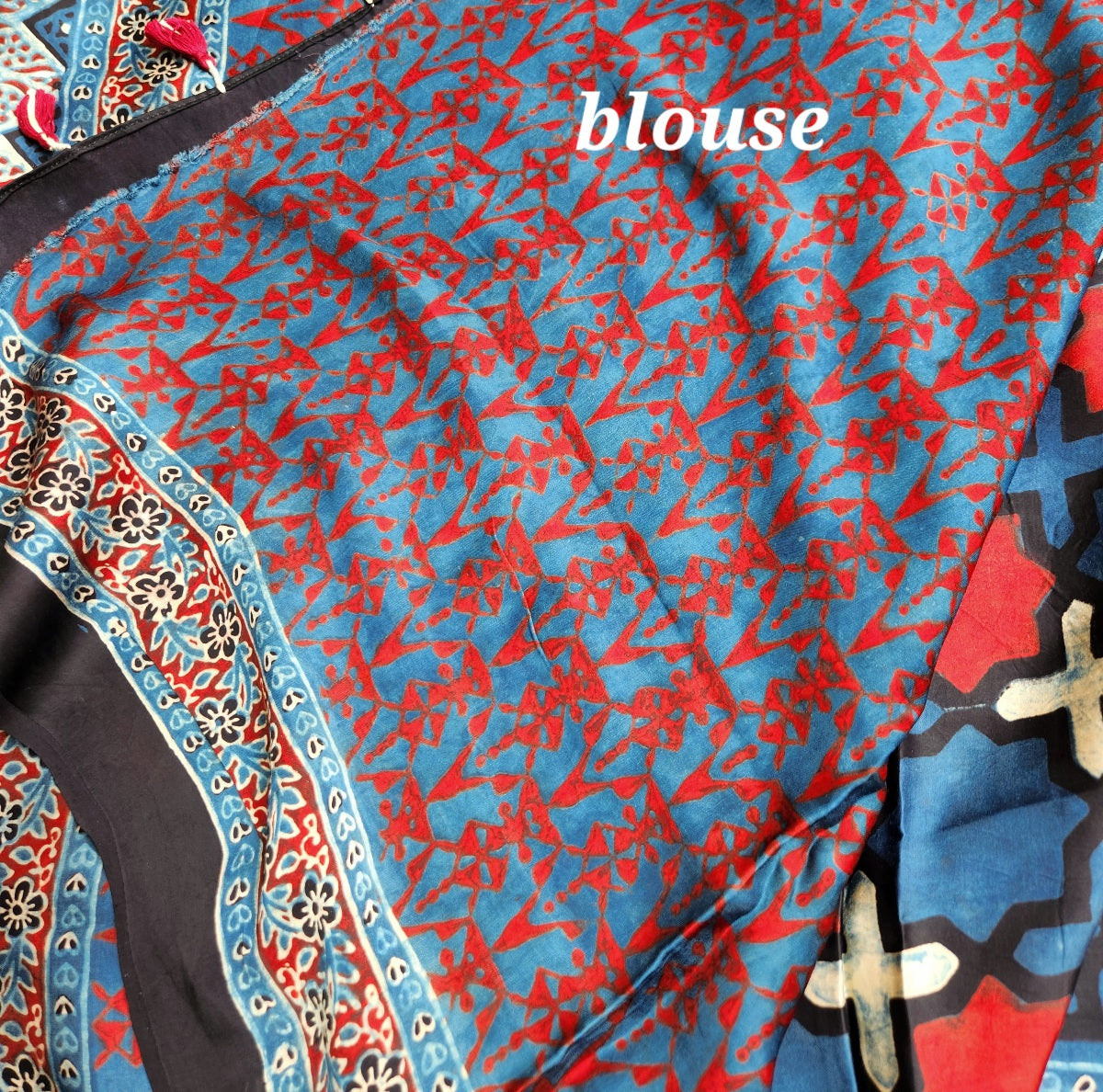 ajrakh saree modal silk