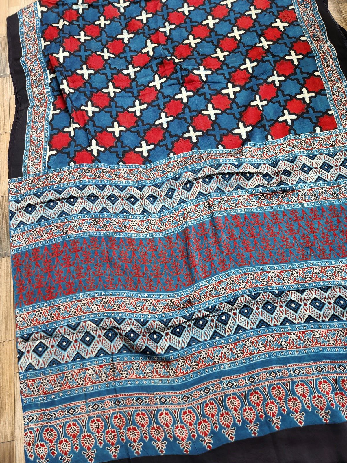 ajrakhsaree sarees ajrakh modal silk officewear blue saree iIndigo