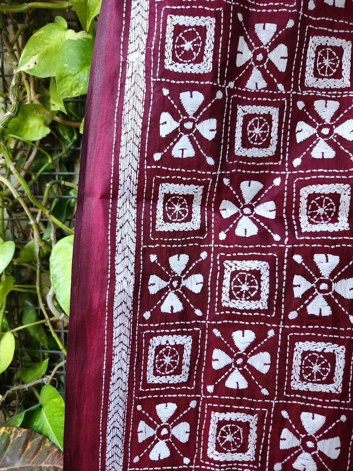 kantha stoles floral Indian gifts corporate gifts handmade slow fashion roses blue