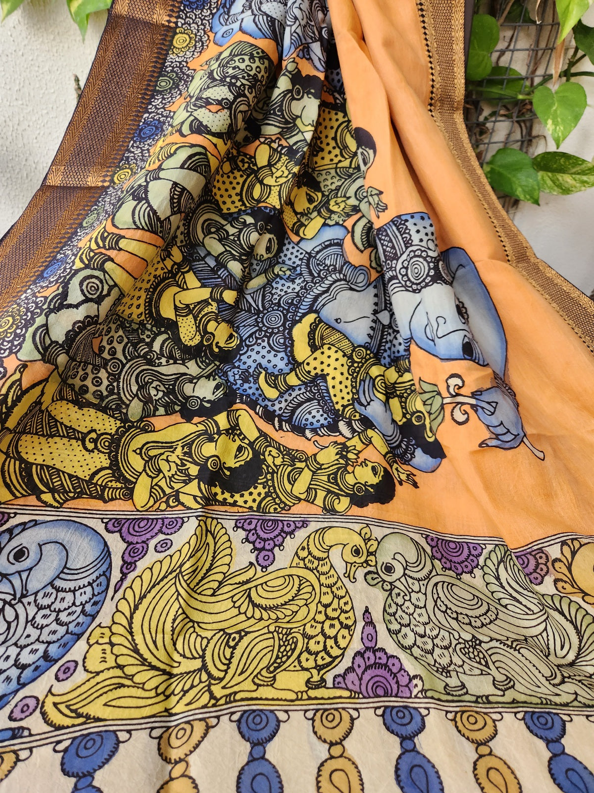 pen kalamkari silk Apsara dupatta