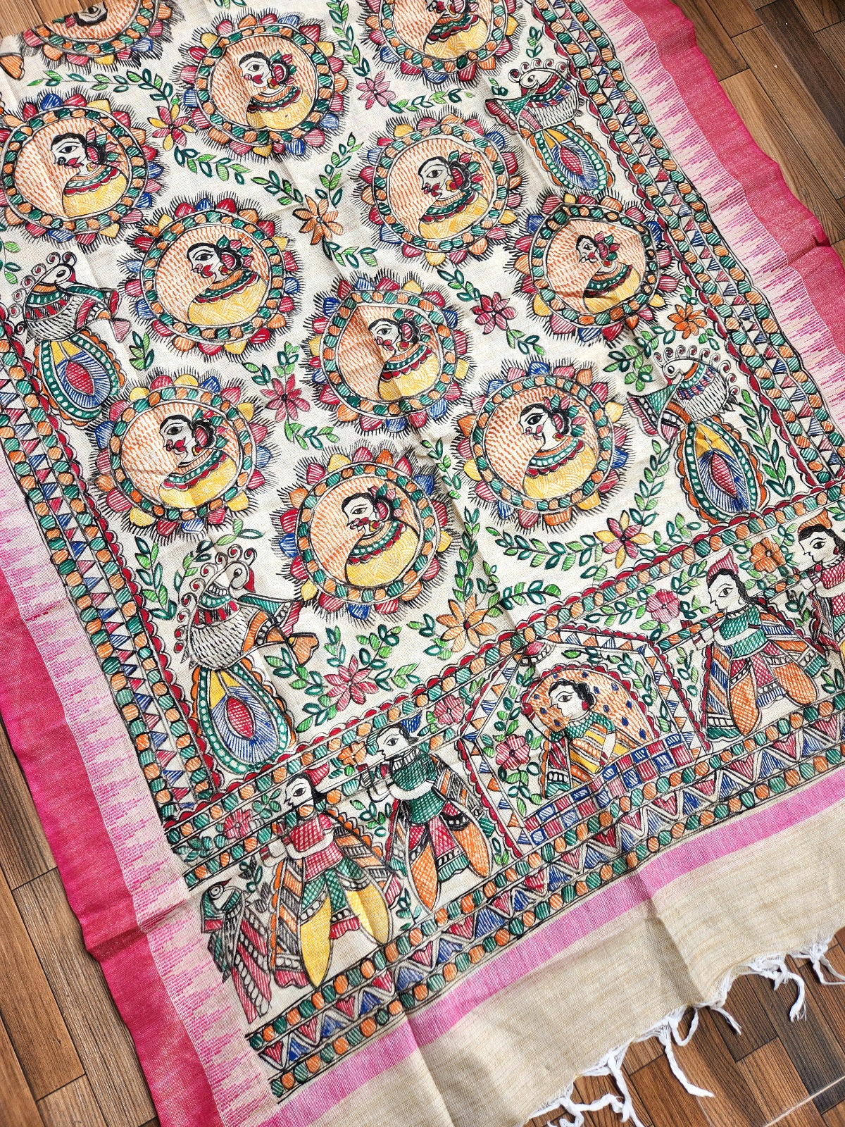 Pink madhubani dupatta Indian gifts wedding shopping bride theme