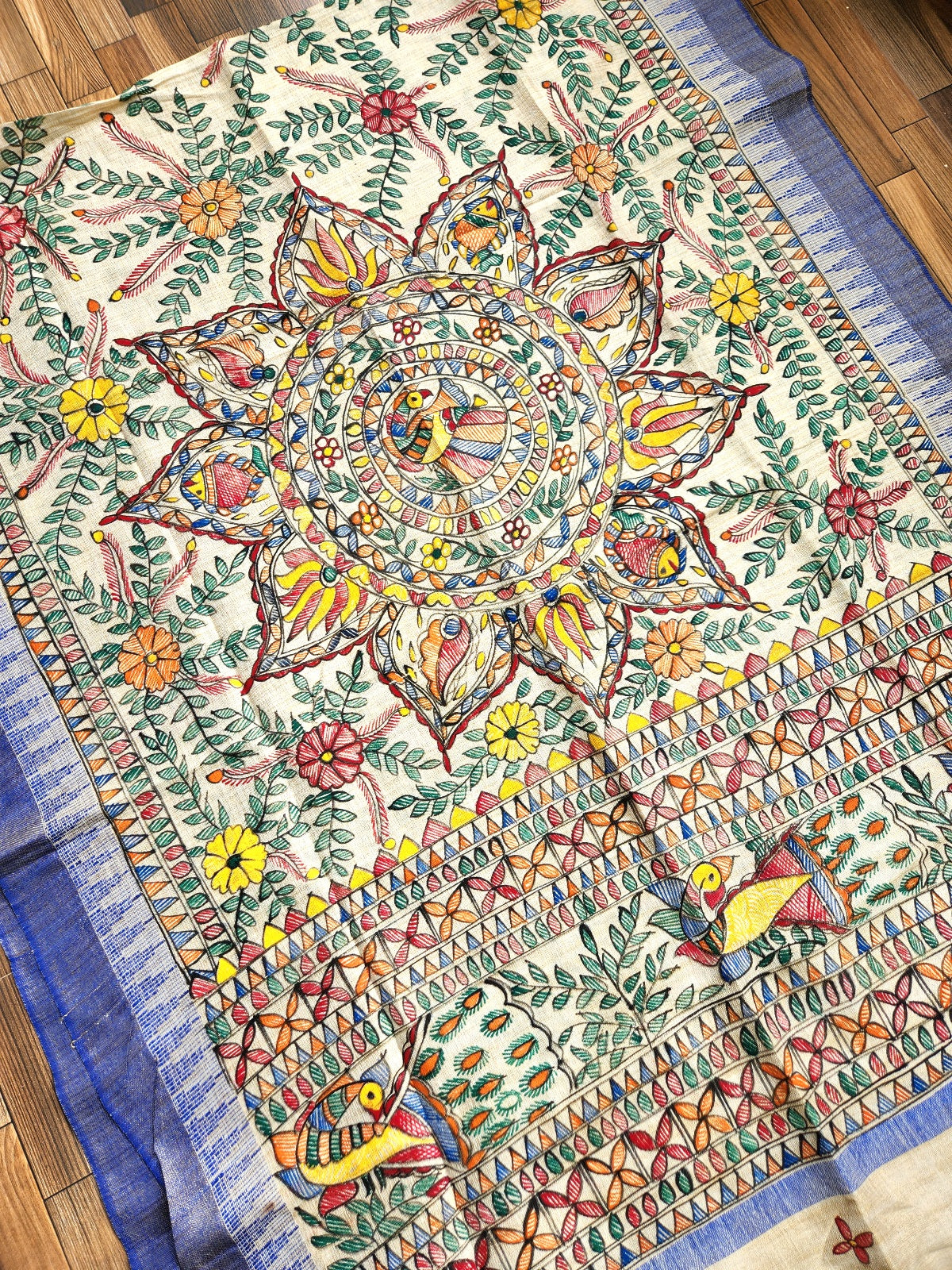 blue madhubani dupatta Indian gifts