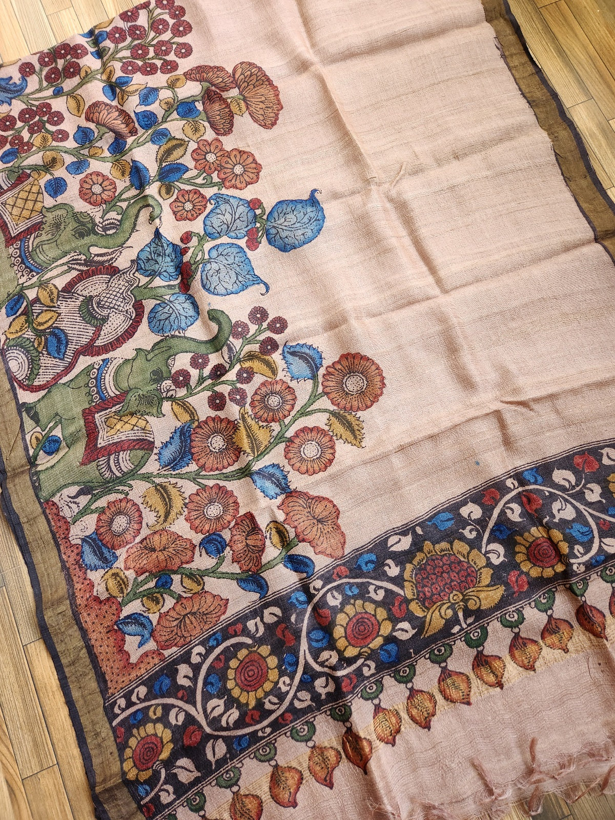 pen kalamkari dupatta silk dupatta tussar