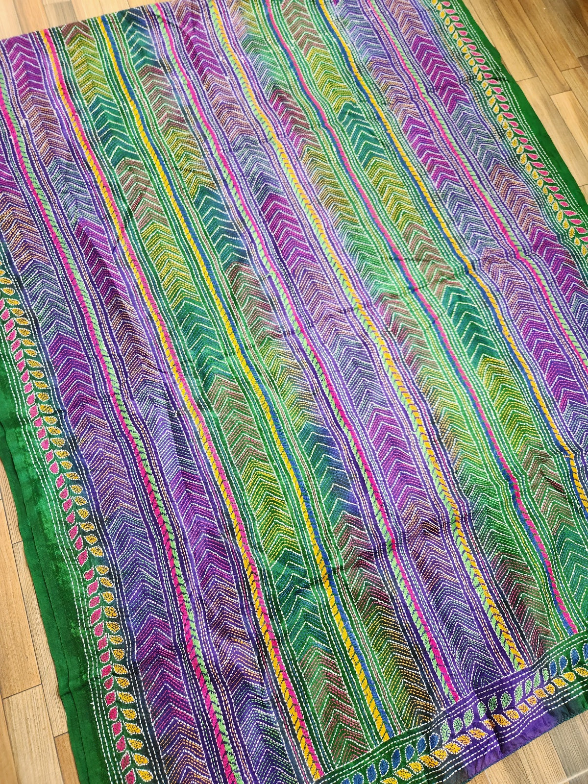 kantha dupatta green dupatta peacock colors