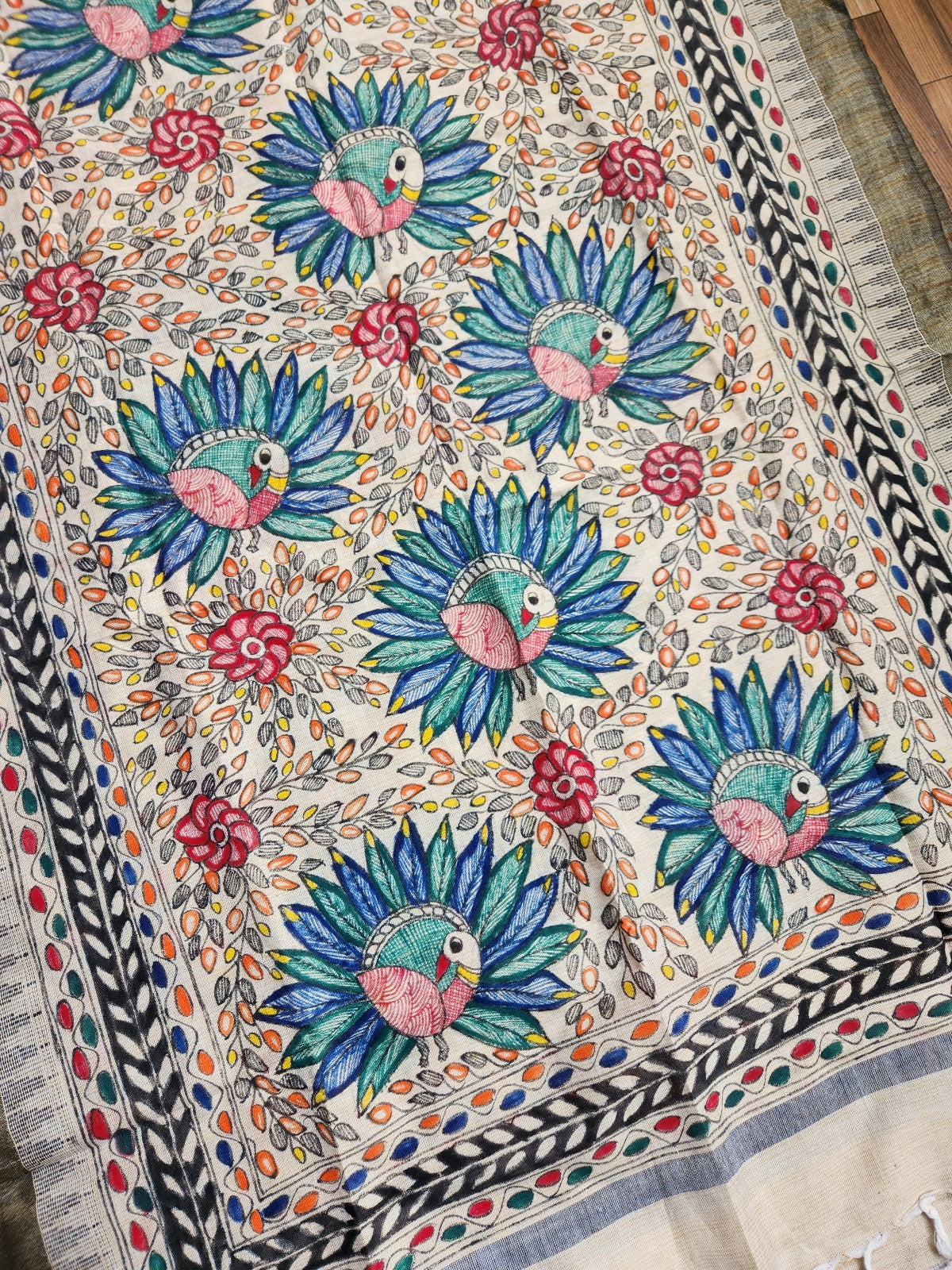 madhubanidupatta madhubani dupattas khadidupatta white COTTON