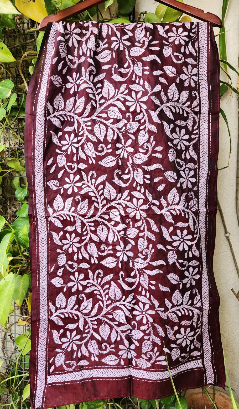 kantha stoles floral Indian gifts corporate gifts handmade slow fashion