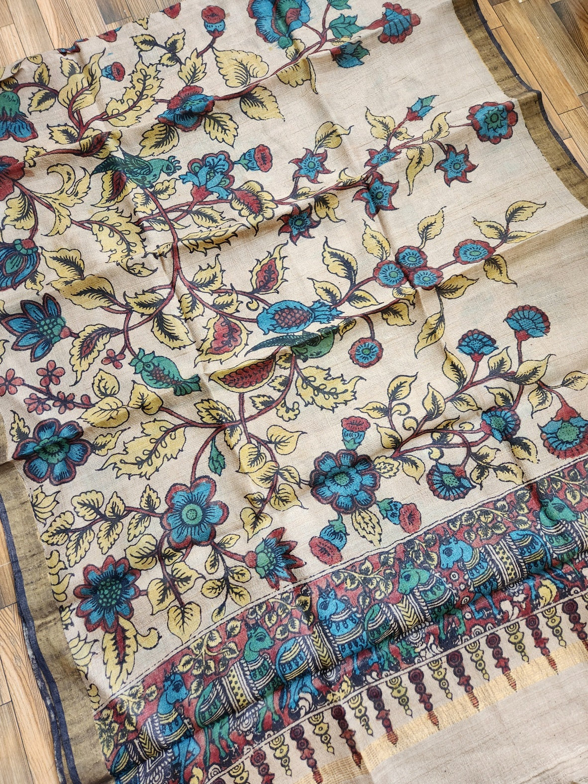 pen kjalamkari dupatta tussar dupatta kalamkari