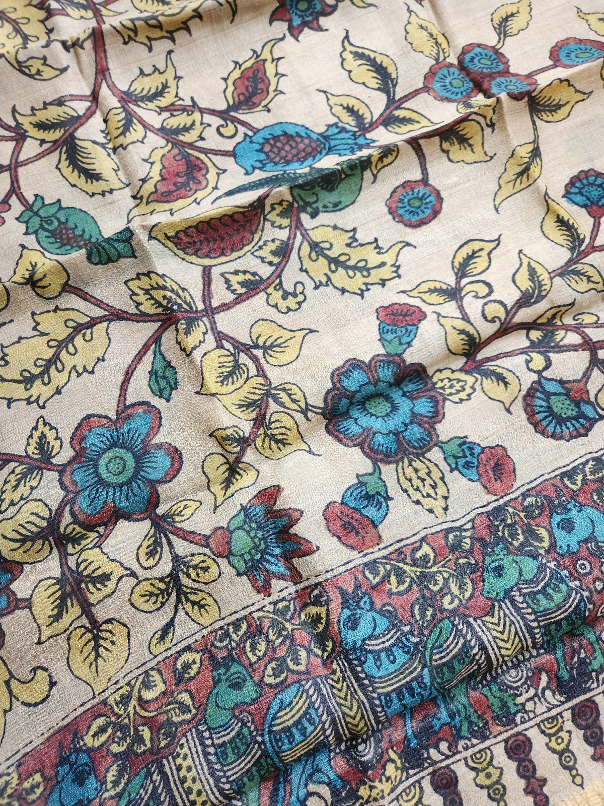 pen kjalamkari dupatta tussar dupatta kalamkari