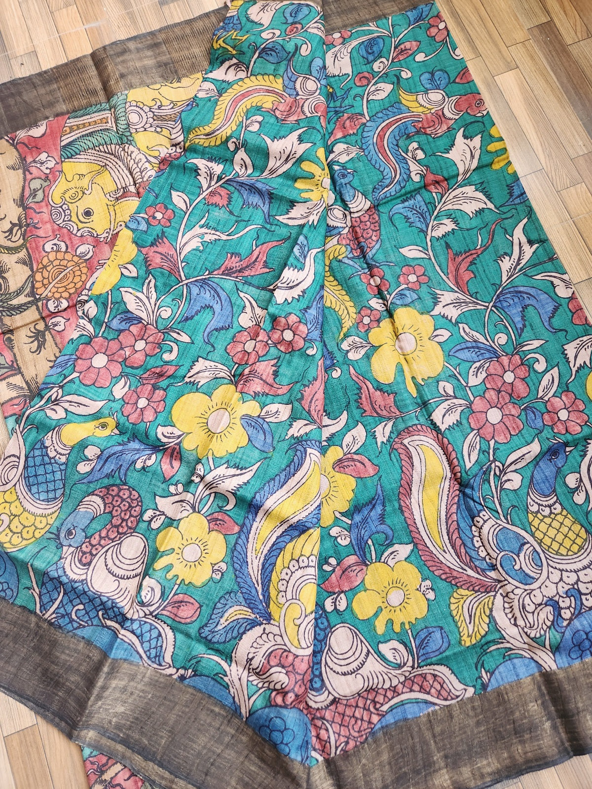 Pen kalamkari tussar silk saree