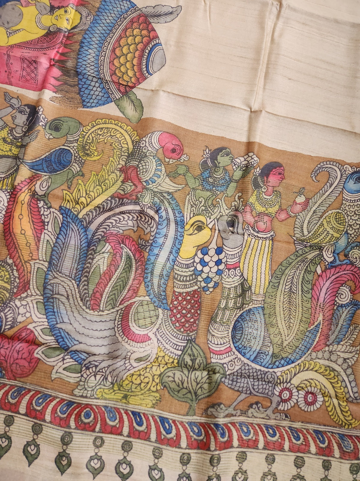 KALAMKARI SILK SAREE - Village Life