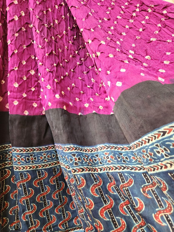 bandhani dupatta ajralkh bandhani bandhej silkdupatta bandhej dupatta ajrakh dupatta purple dupatta