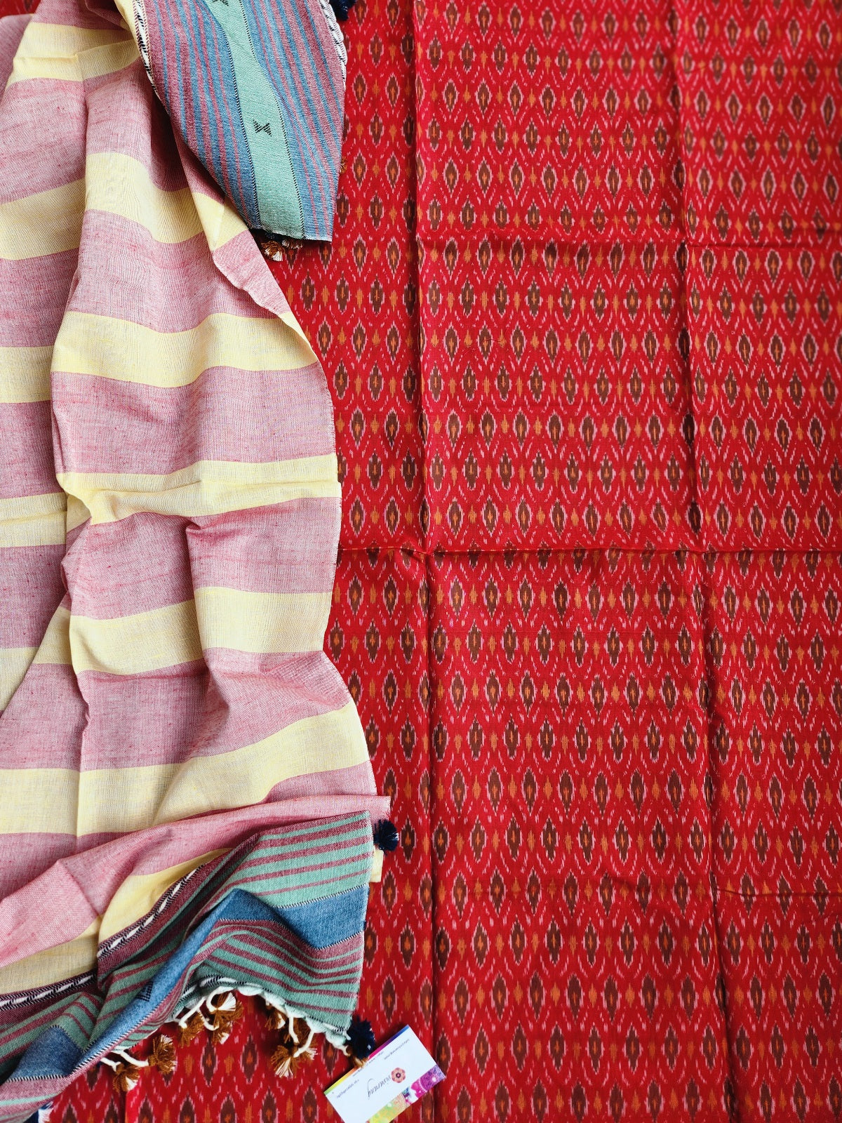 Ikat kurti piece bhujodi handloom SICO Officewear gift ideas handmade handloom office wear dress material Red