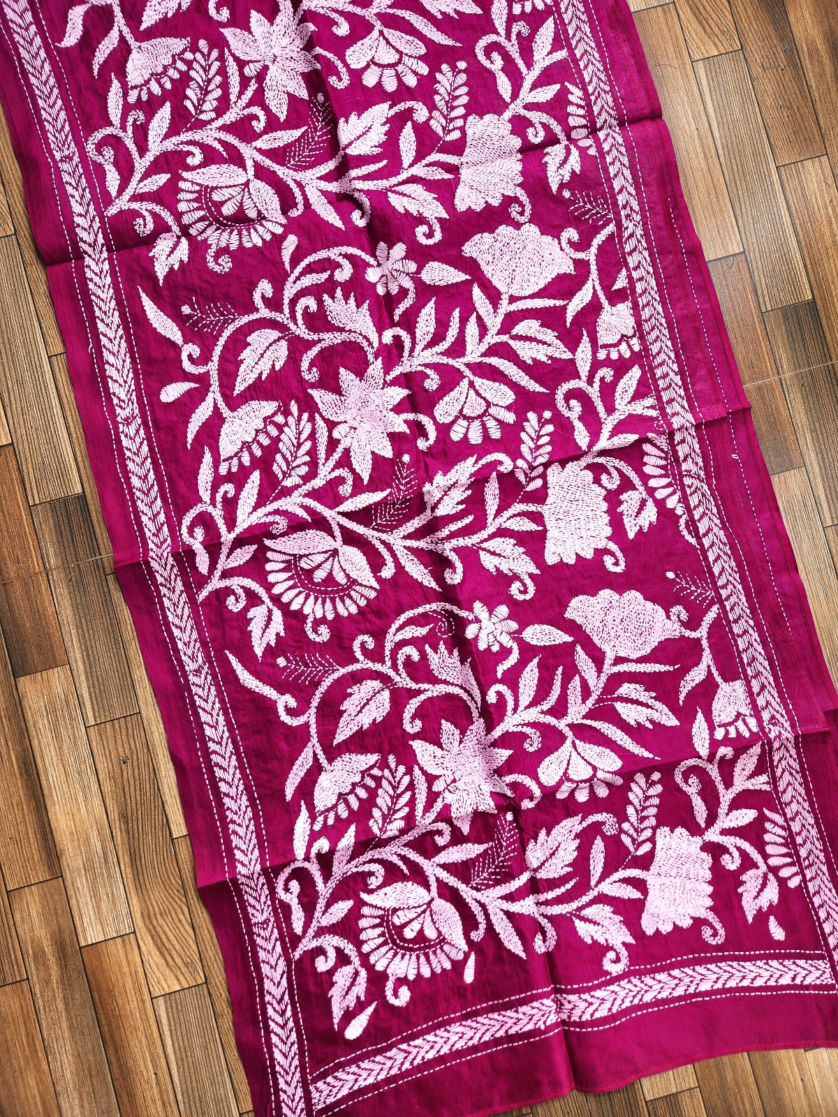 kantha stoles floral Indian gifts corporate gifts handmade slow fashion