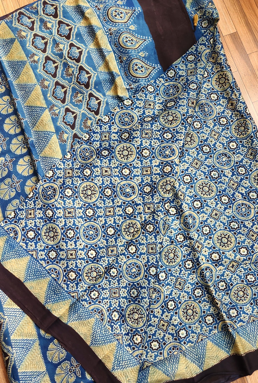 ajrakhsaree sarees ajrakh modal silk officewear blue saree