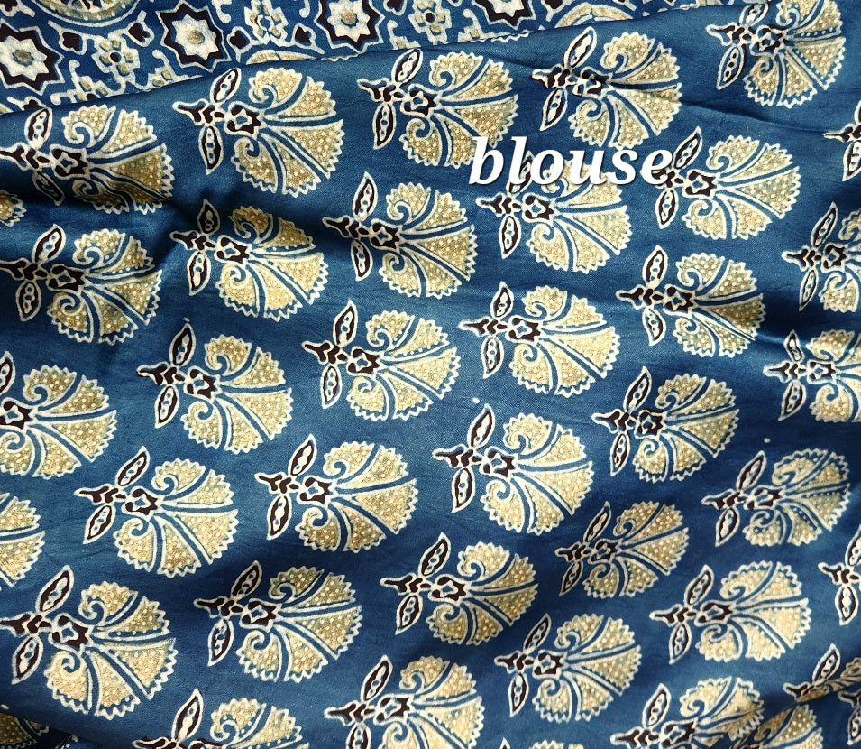 ajrakhsaree sarees ajrakh modal silk officewear blue saree