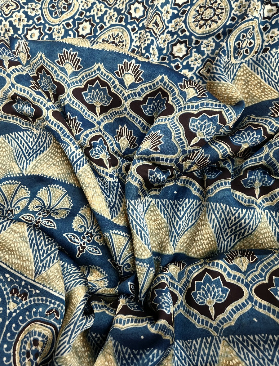 ajrakhsaree sarees ajrakh modal silk officewear blue saree