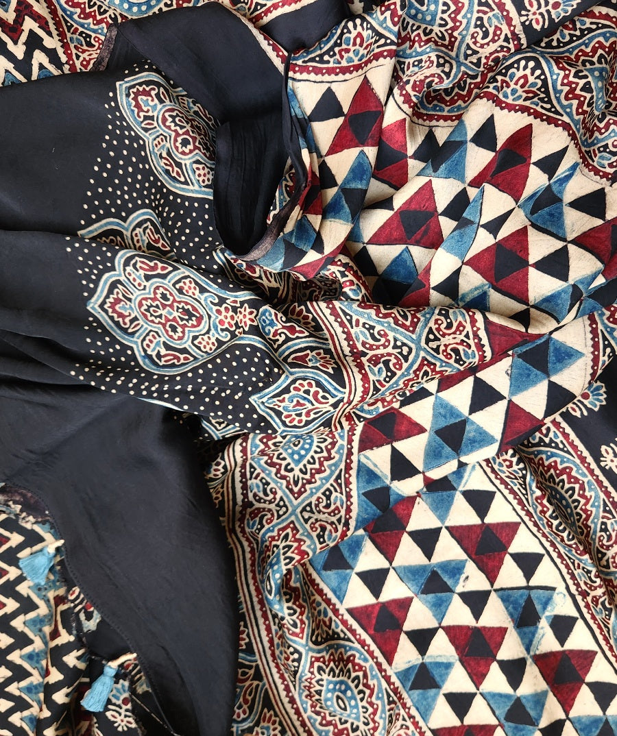 Ajrakh modal silk officewear saree