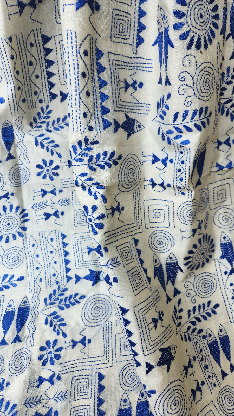 Kantha dupatta Warli dupatta blue