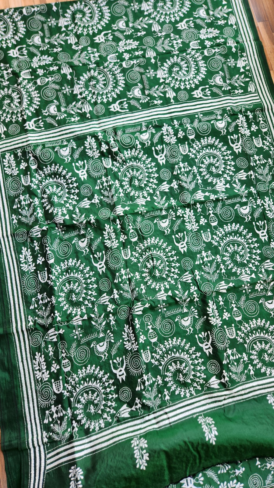 kantha saree sareesonline designersaree sarees kanthaonline green saree mehndi look