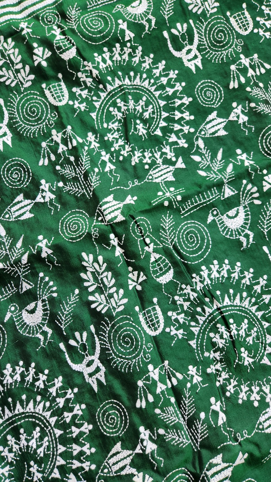 kantha saree sareesonline designersaree sarees kanthaonline green saree mehndi look