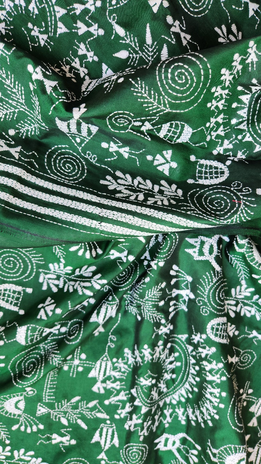 kantha saree sareesonline designersaree sarees kanthaonline green saree mehndi look