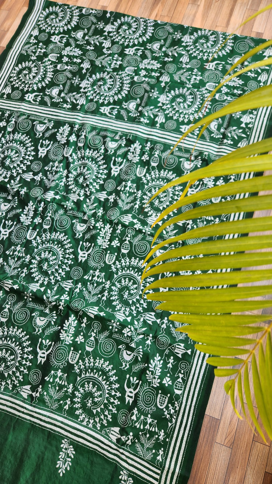 kantha saree sareesonline designersaree sarees kanthaonline green saree mehndi look