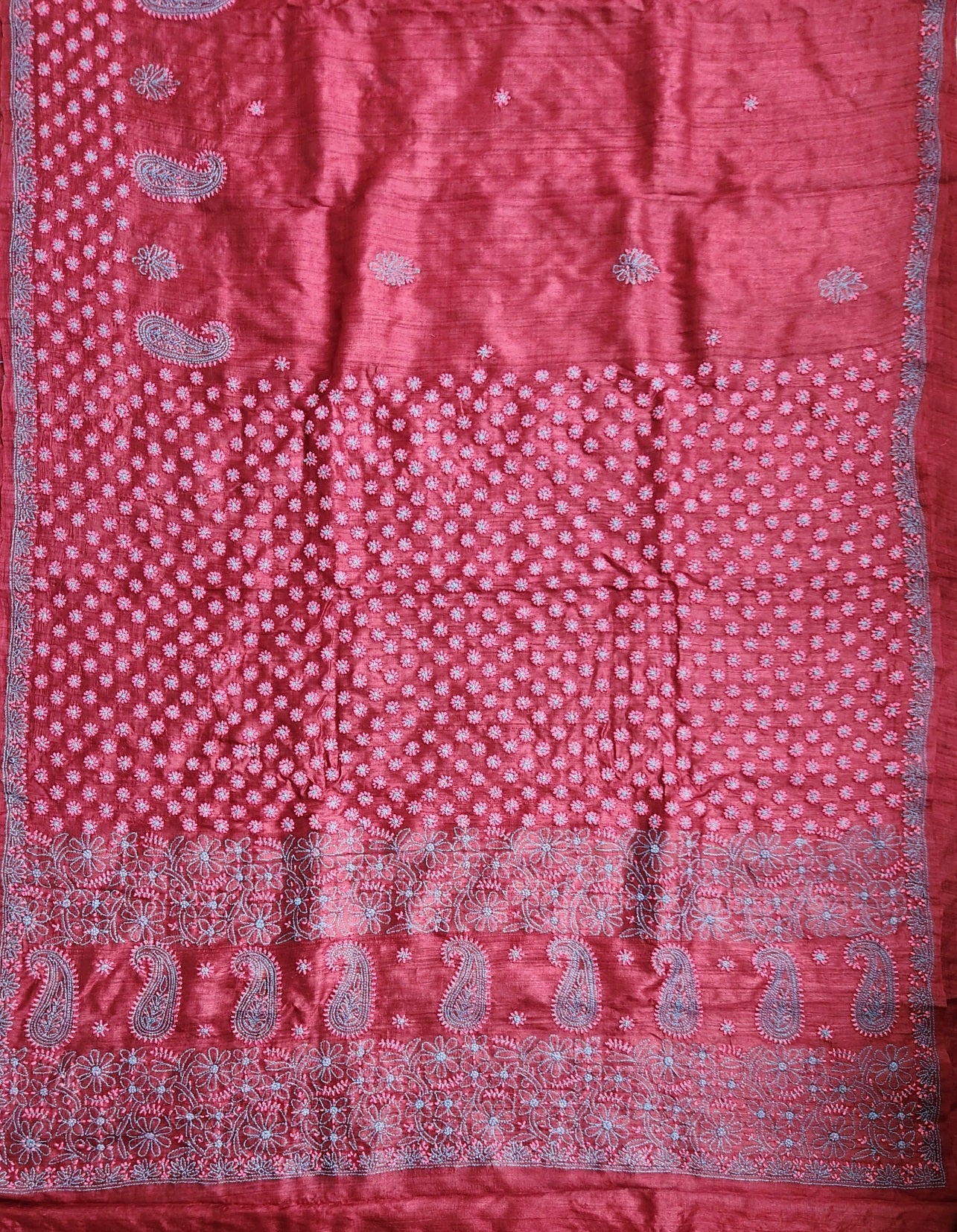 CHIKANKARI TUSSAR SILK SAREE