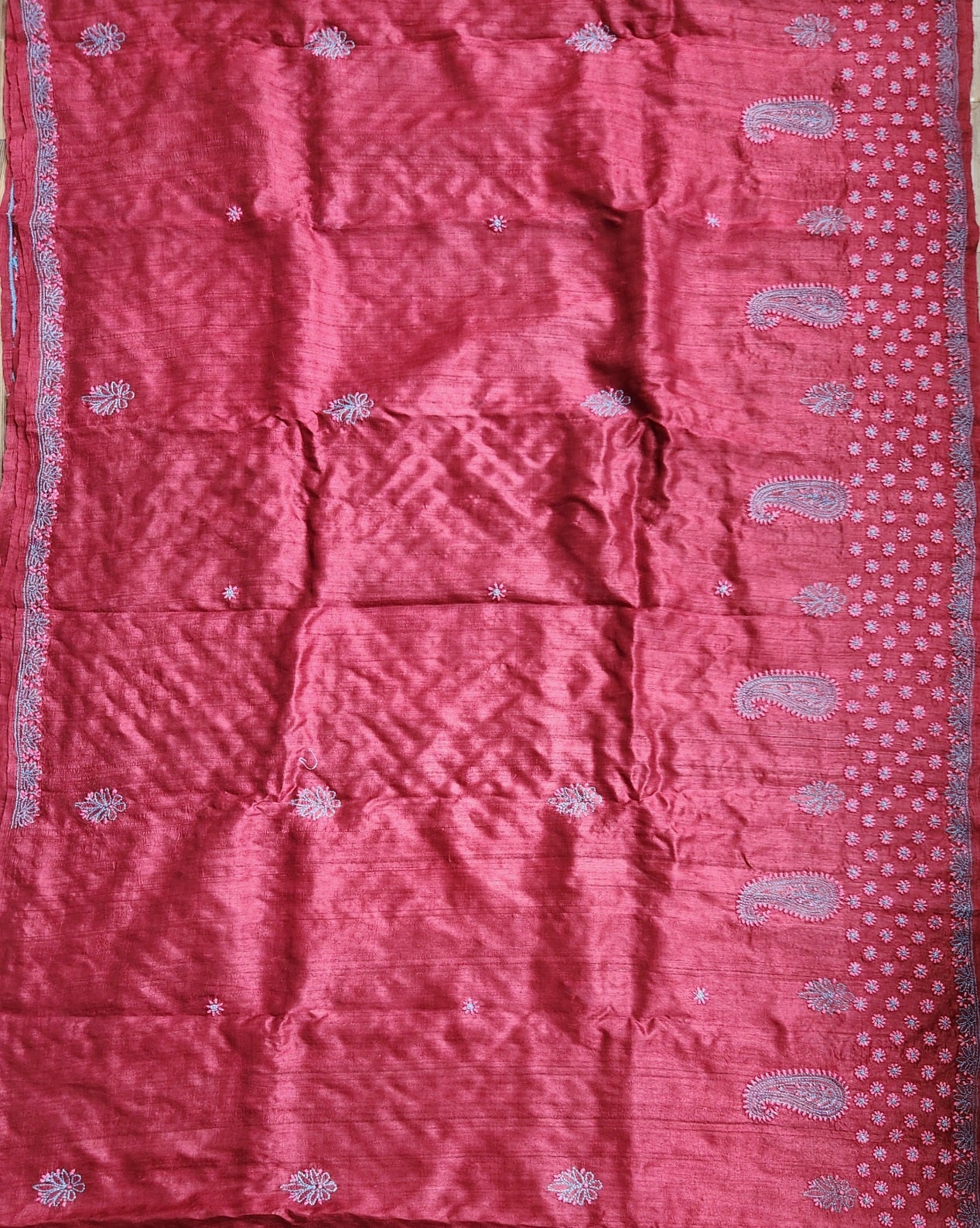 CHIKANKARI TUSSAR SILK SAREE