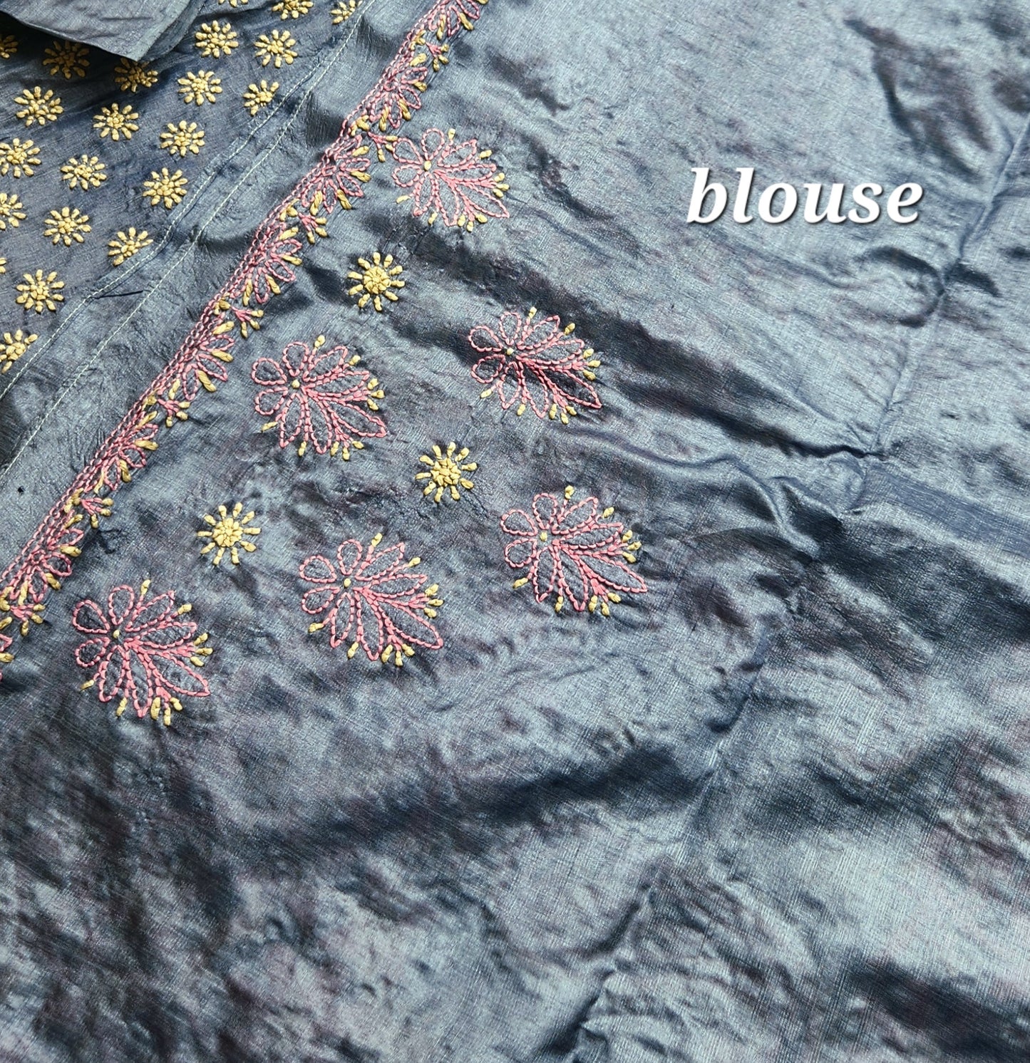 CHIKANKARI TUSSAR SILK SAREE