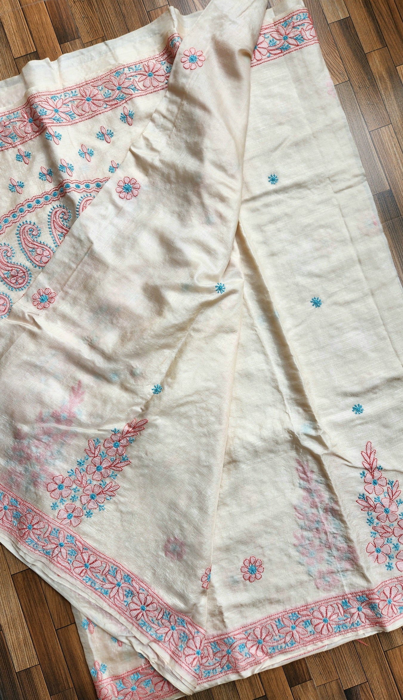 CHIKANKARI TUSSAR SILK SAREE