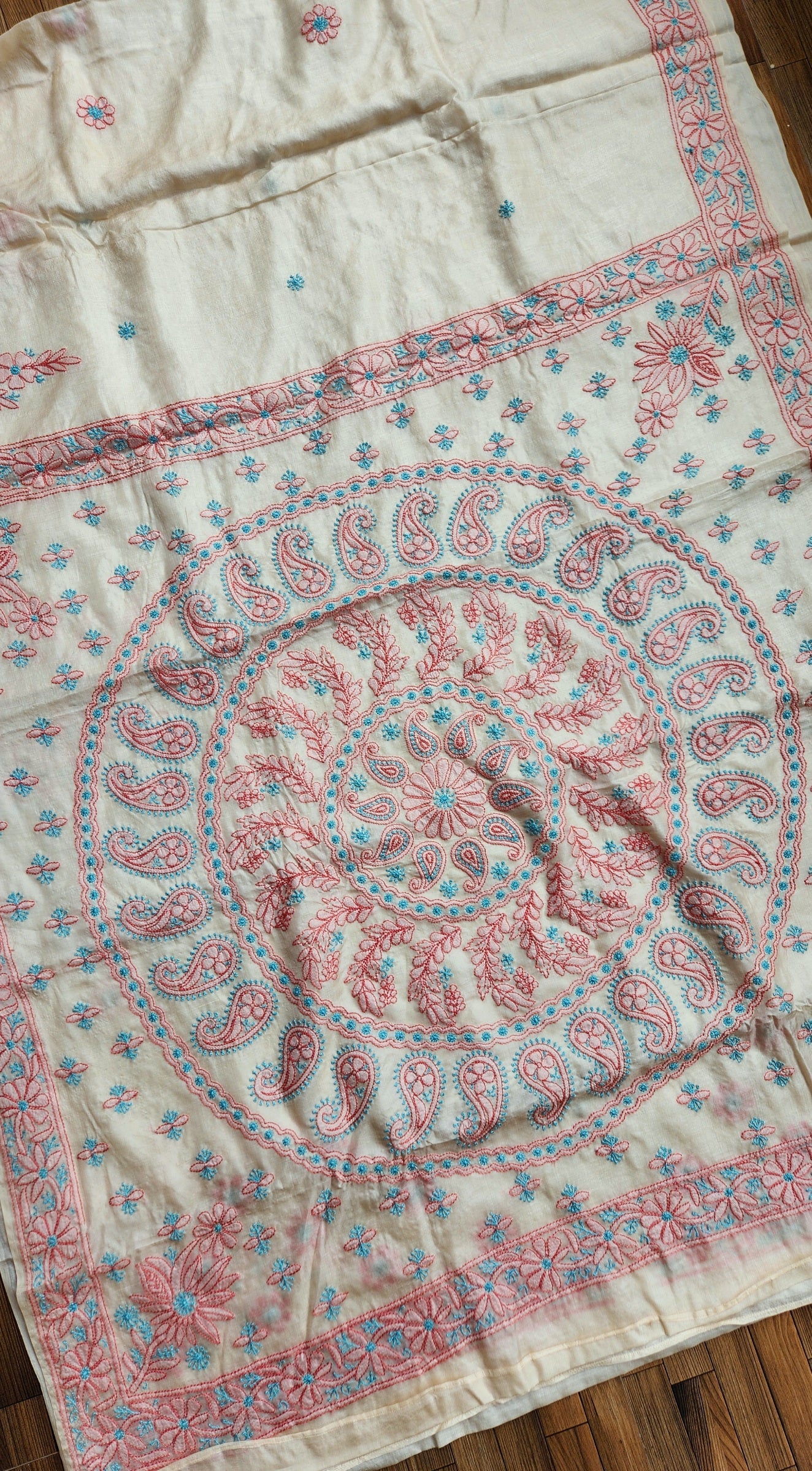 CHIKANKARI TUSSAR SILK SAREE