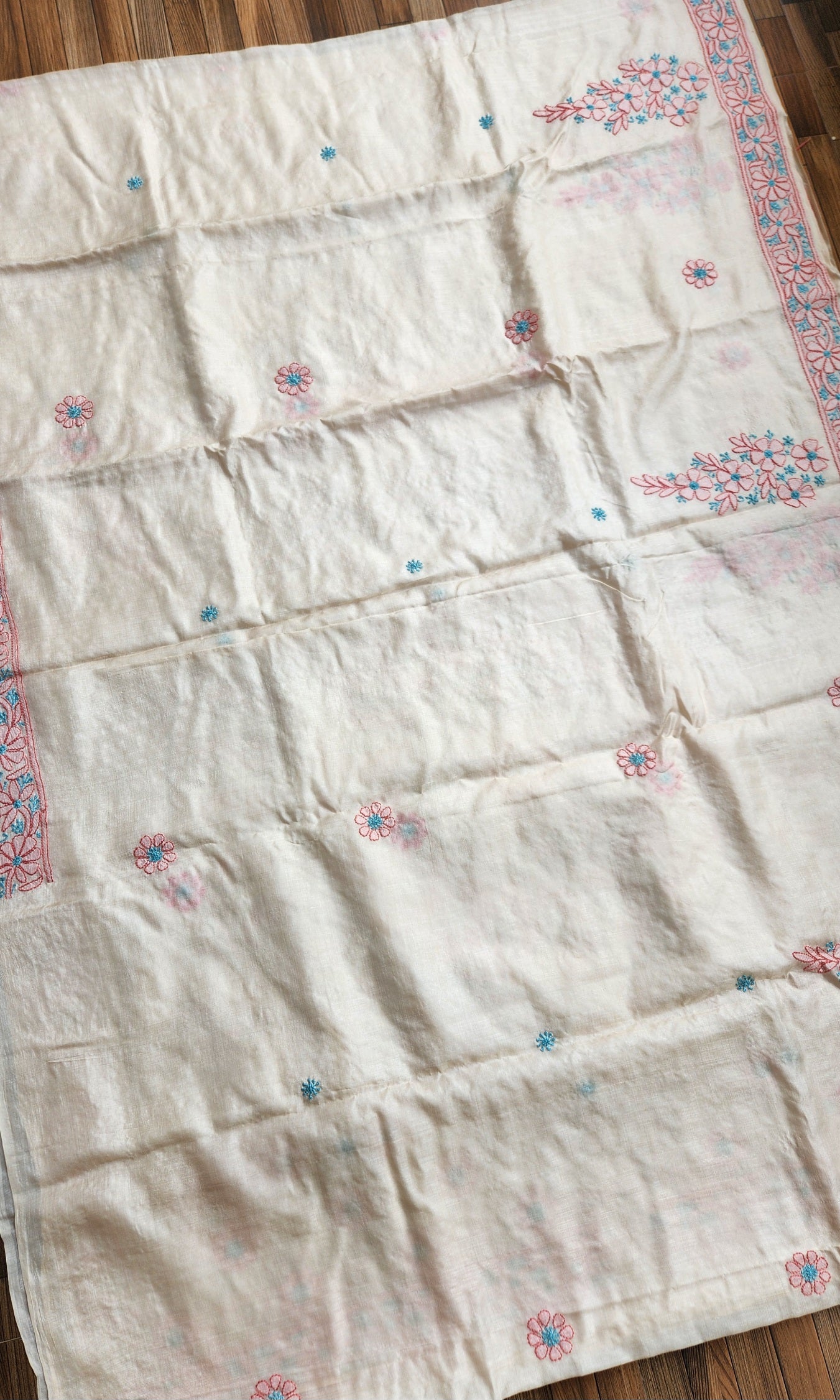 CHIKANKARI TUSSAR SILK SAREE