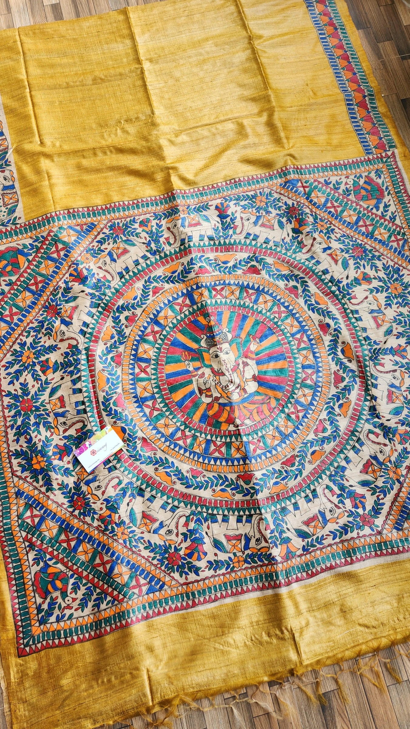 MADHUBANI HANDPAINTED SAREE - GANESHA