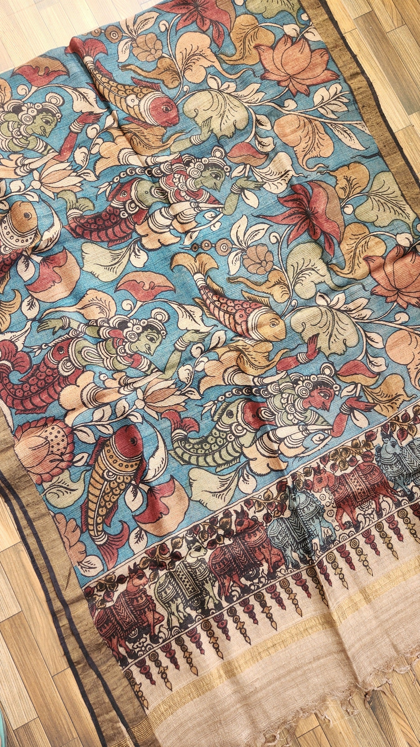 KALAMKARI SILK DUPATTA - Jal Pari