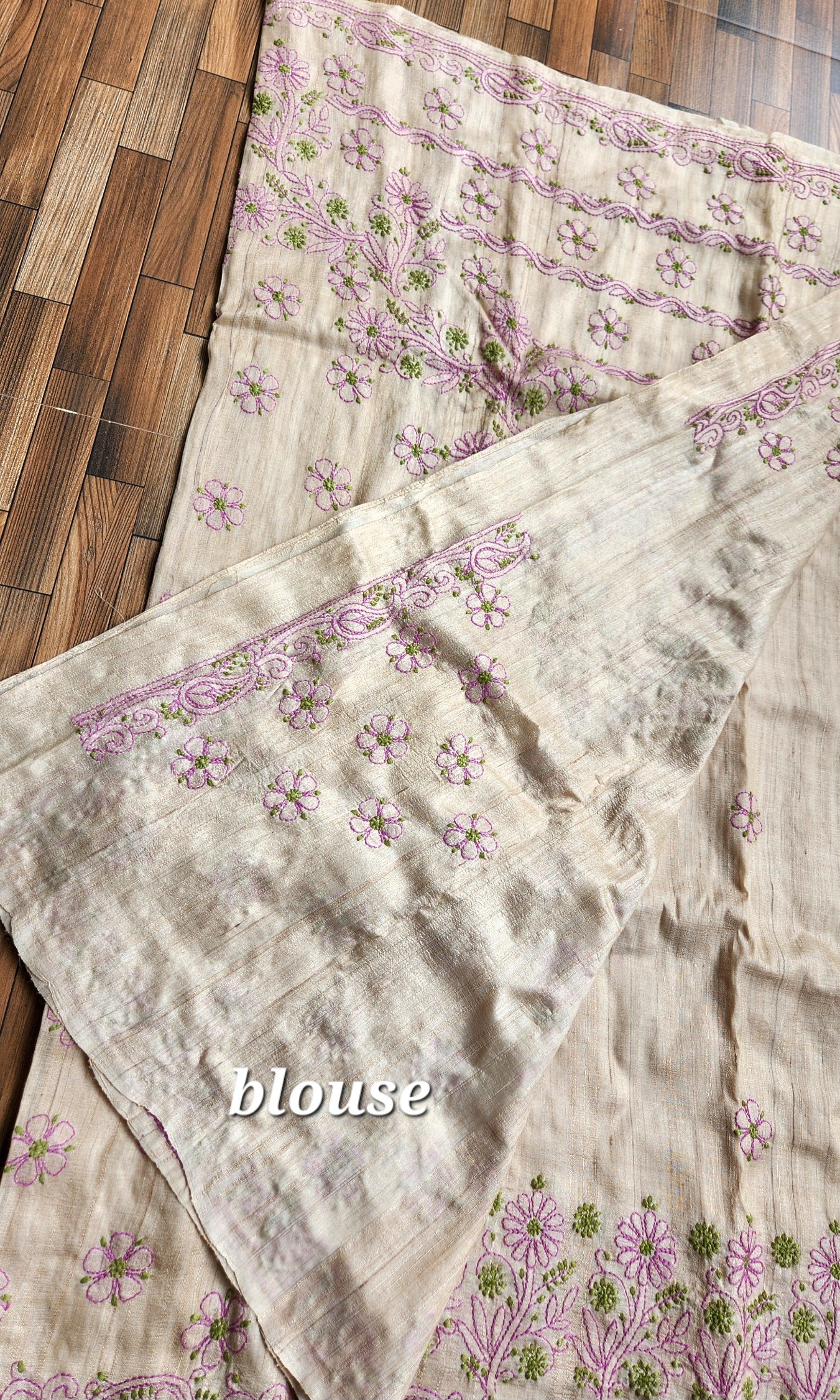 CHIKANKARI TUSSAR SILK SAREE