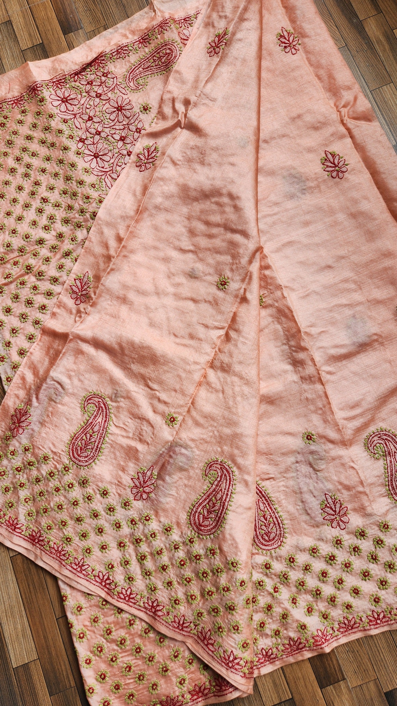 CHIKANKARI TUSSAR SILK SAREE