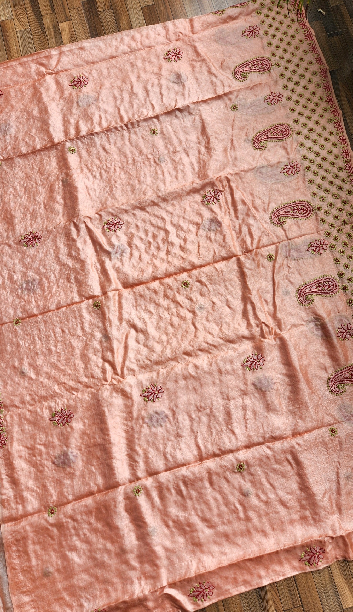 CHIKANKARI TUSSAR SILK SAREE