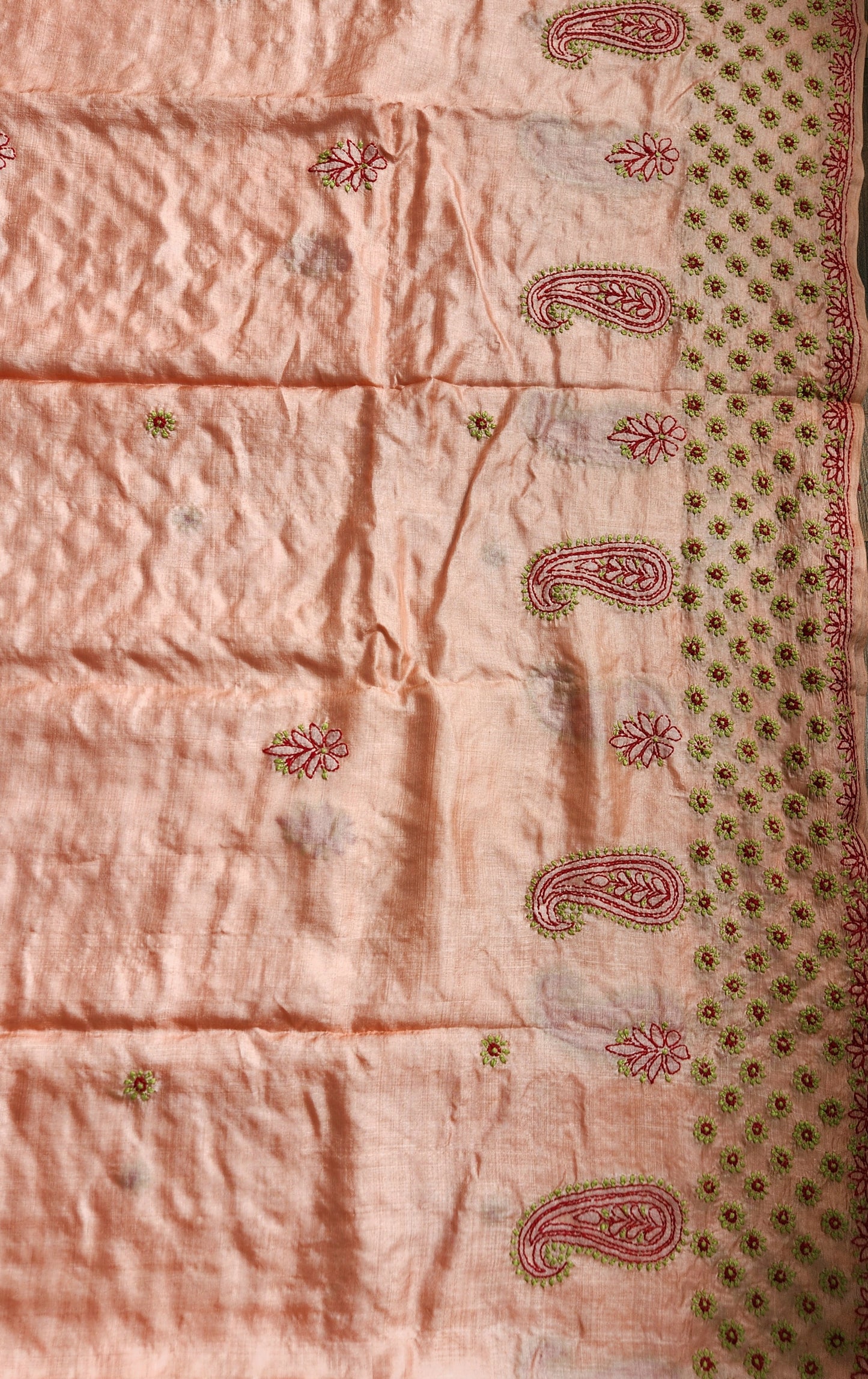 CHIKANKARI TUSSAR SILK SAREE