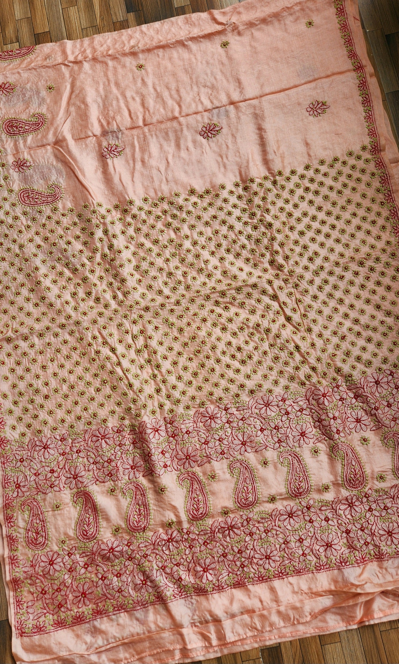 CHIKANKARI TUSSAR SILK SAREE