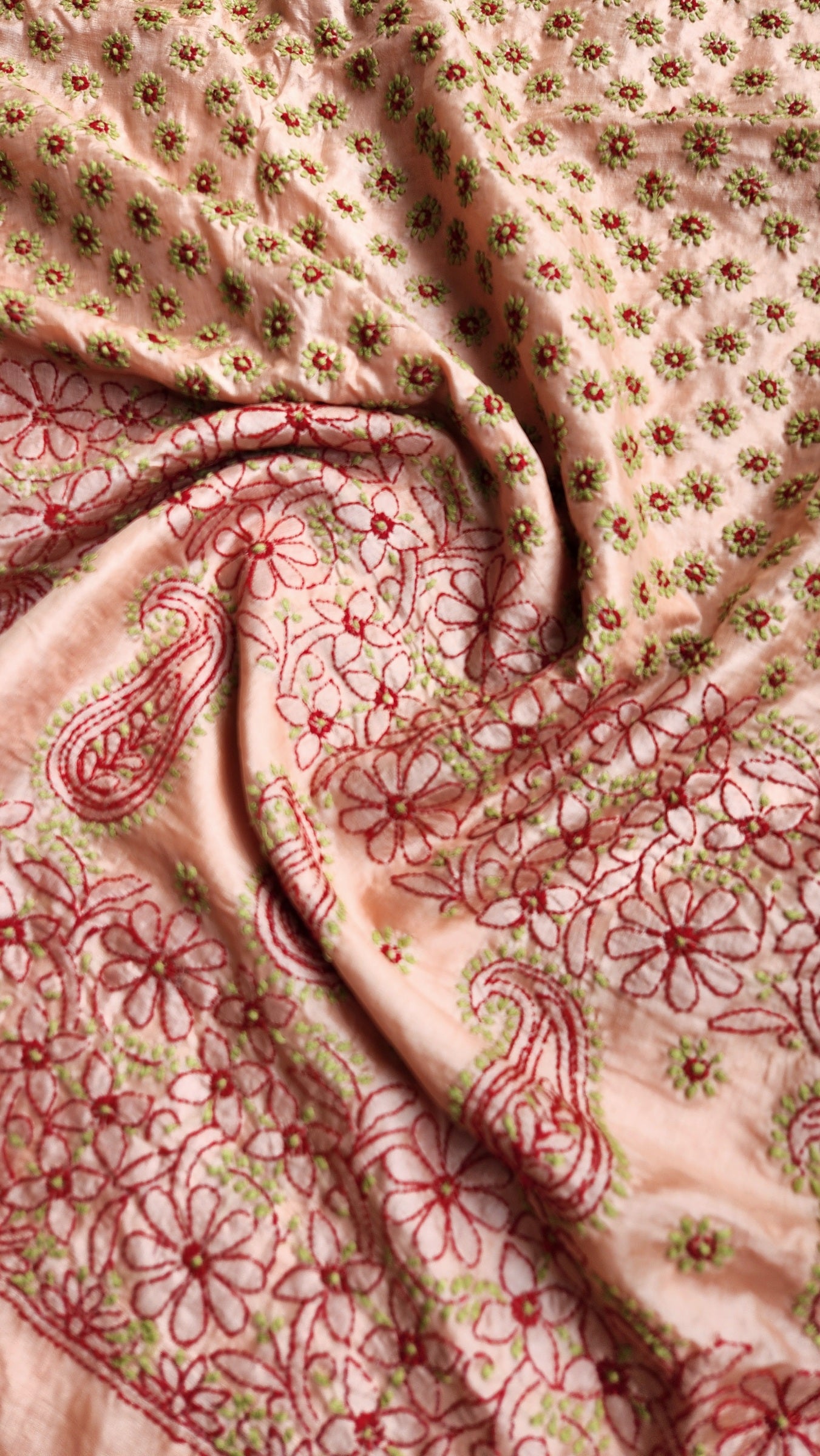 CHIKANKARI TUSSAR SILK SAREE