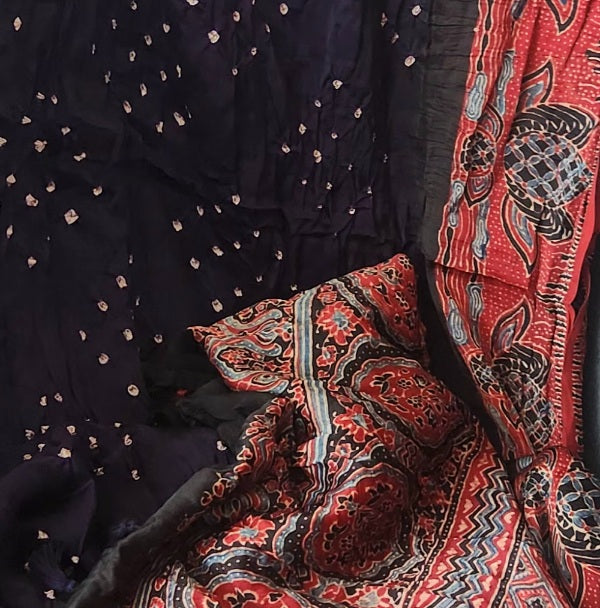 AJRAKH BANDHANI SILK SAREE