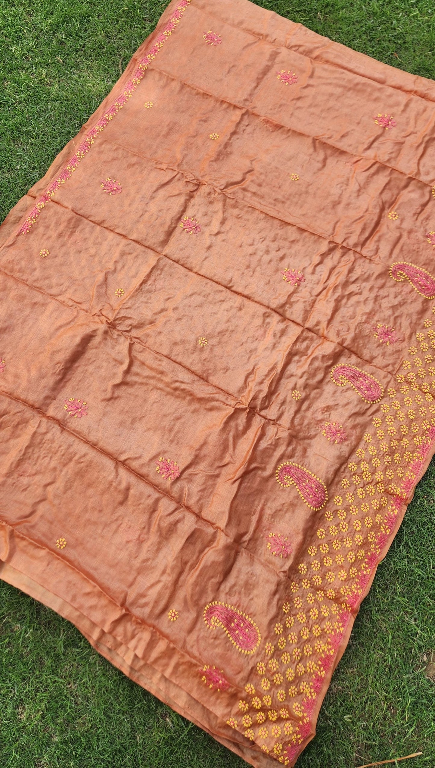 CHIKANKARI TUSSAR SILK SAREE