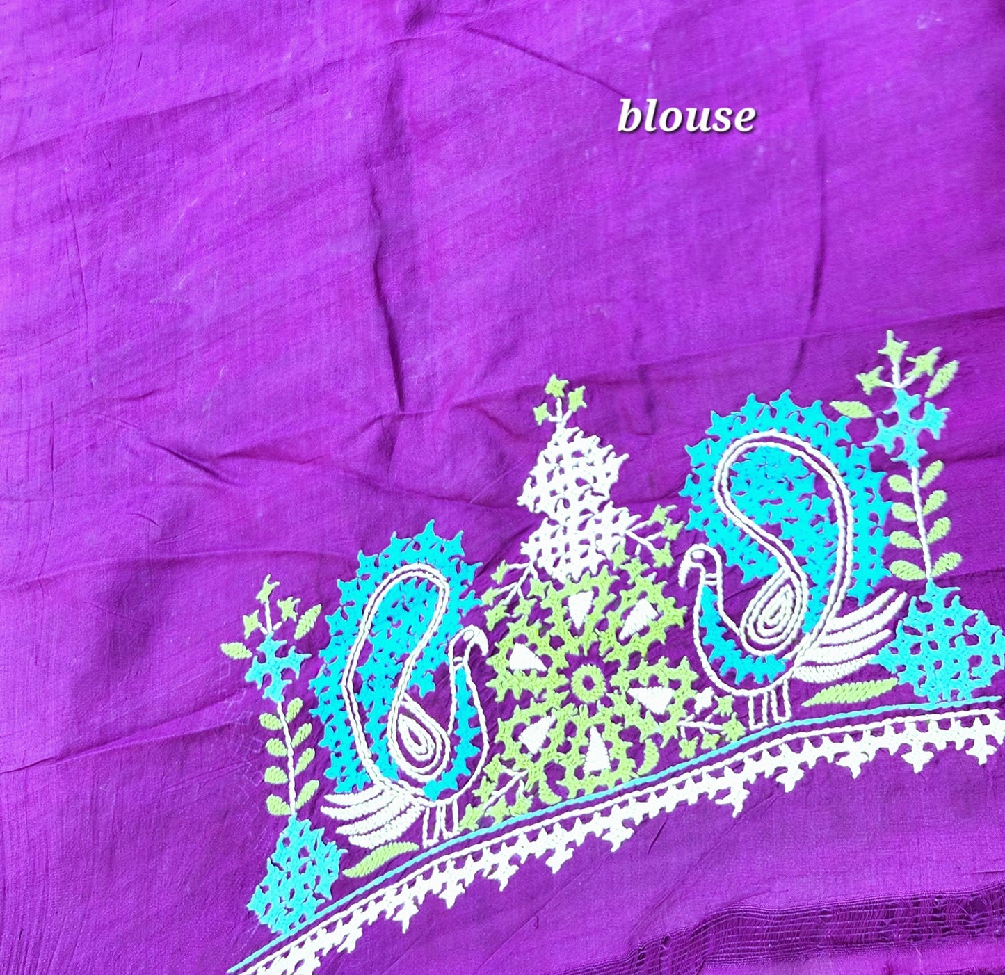 PEACOCK KUTCHWORK SILK SAREE