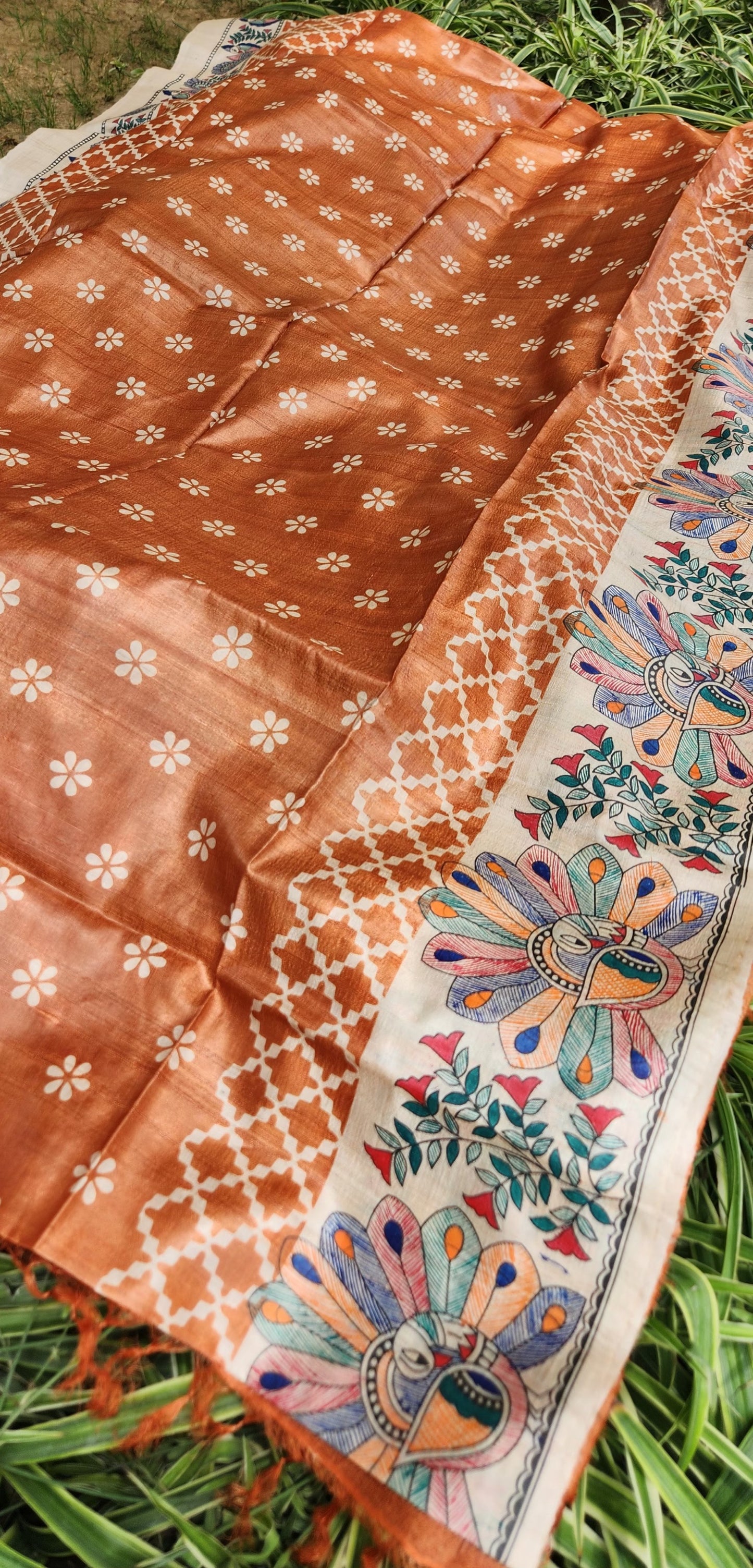 MADHUBANI HANDPAINTED SAREE - SAAWAN