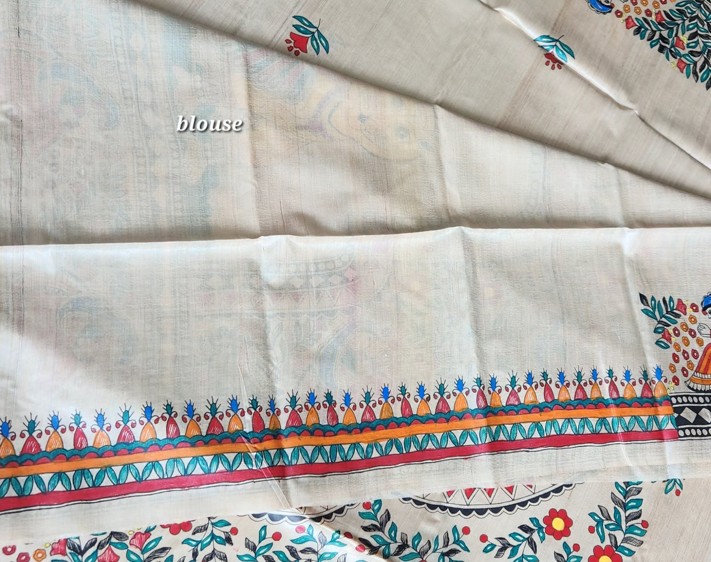 MADHUBANI HANDPAINTED SAREE - MA DURGA
