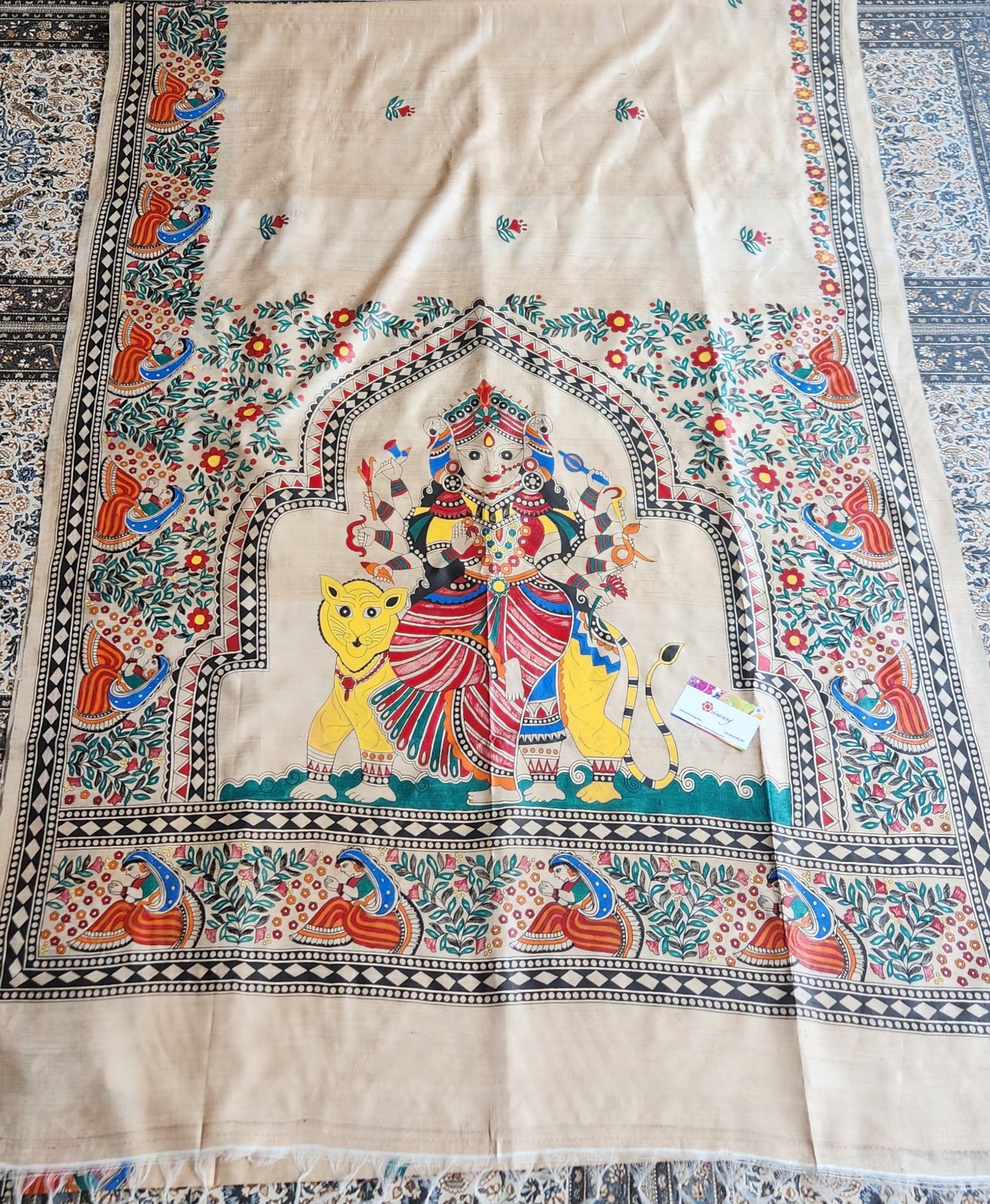 MADHUBANI HANDPAINTED SAREE - MA DURGA