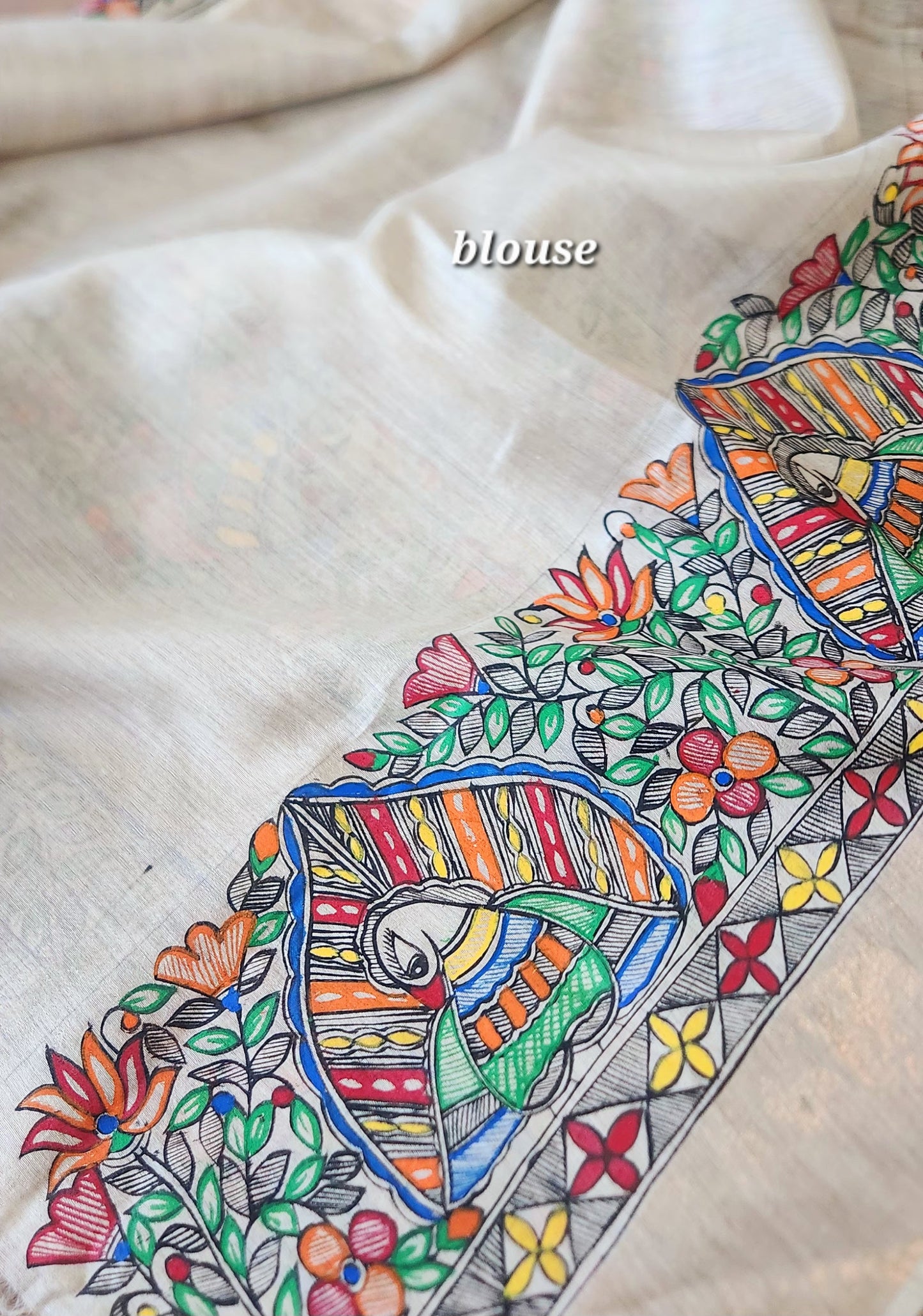 MADHUBANI HANDPAINTED SAREE - RAAS LEELA