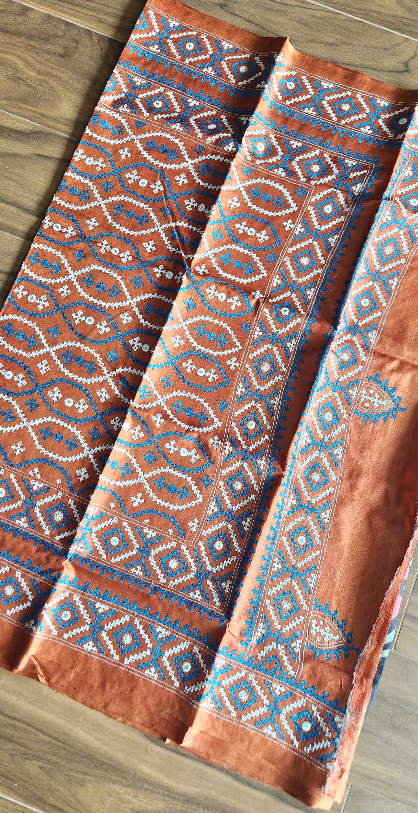 HANDPAINTED KUTCHWORK SILK SAREE